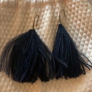 Navy Feather Earrings